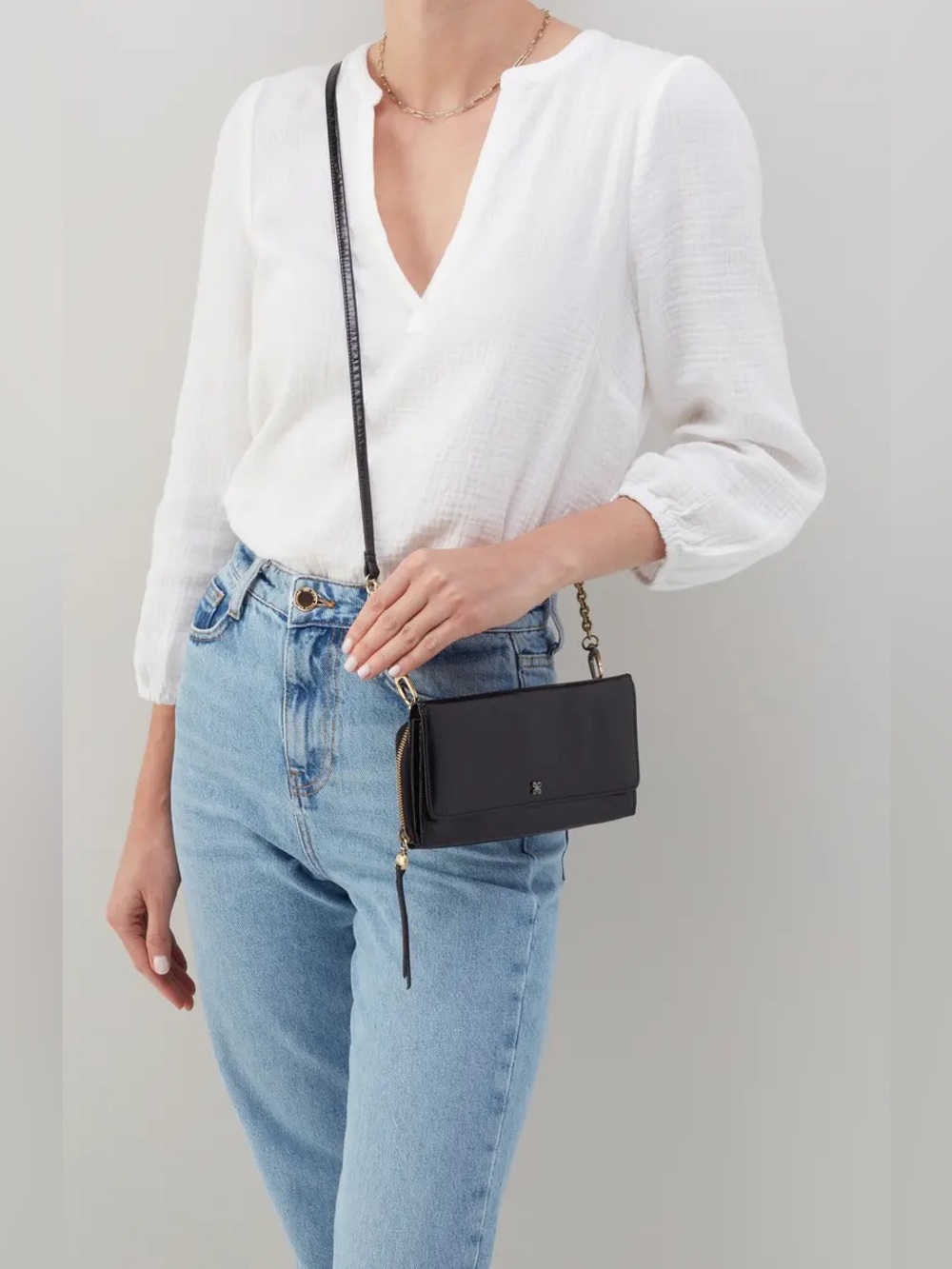 HOBO Rubie Black Leather Crossbody Wallet Bag - Picture 8 of 8